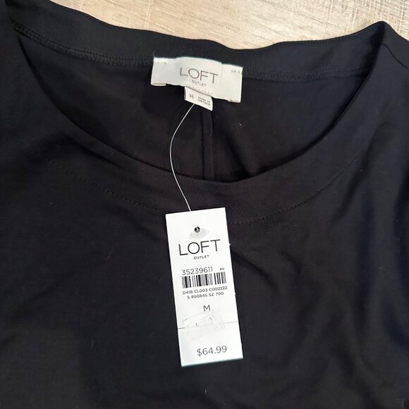 LOFT WOMENS MEDIUM SHIRT DRESS 3/4 SLEEVE BLACK NEW MEDIUM - Picture 5 of 7